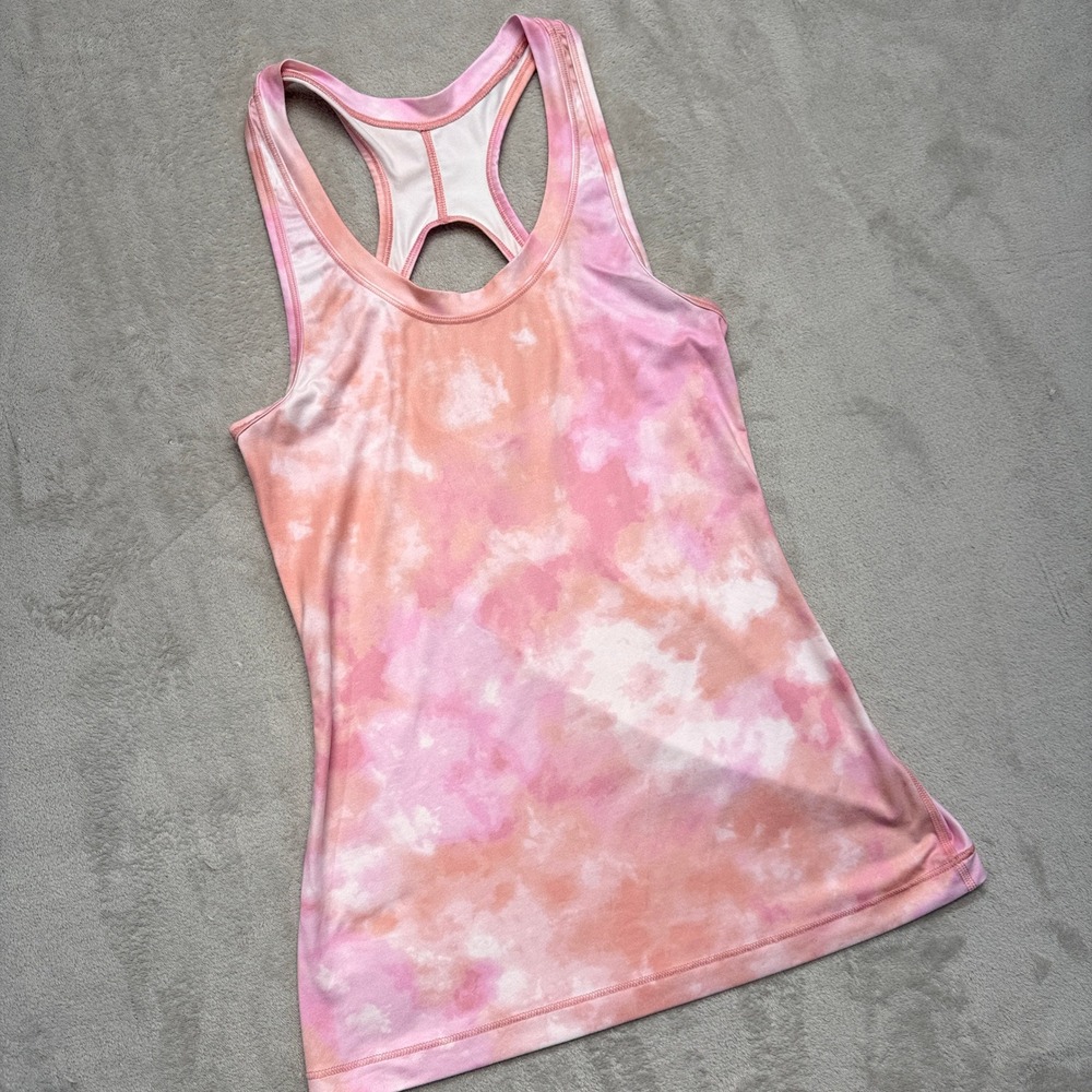 Athleta Shirt Women's XXS Athletic Nitro Tank Top Pink Orange Tie Dye Racerback